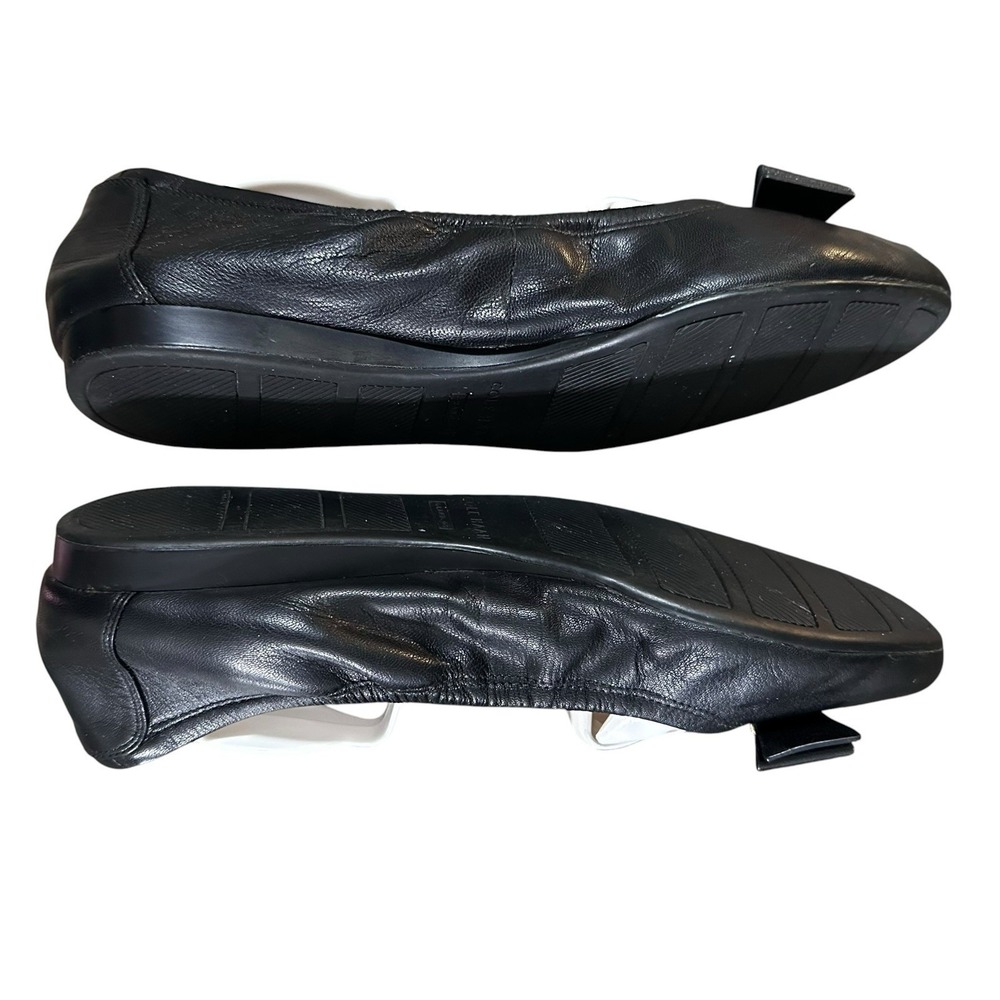 Cole Haan Tali Bow Ballet Flats Gold Square Black Leather Shoes Women's 9.5 B - Picture 6 of 10
